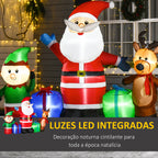 Decoração Insuflável de Natal Pai Natal com Rena e Duende Decoração de Natal com 6 Luzes LED e Insuflador para Jardim Pátio 203x50x153 cm Multicor — foto 4
