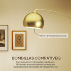 Candeeiro de Pé em Forma de Arco com Altura e Comprimento Ajustáveis Candeeiro de Leitura para Lâmpadas E27 Potência Máxima 40W com Interruptor de Pé 110-115x30x170-180 cm Dourado e Preto — foto 7