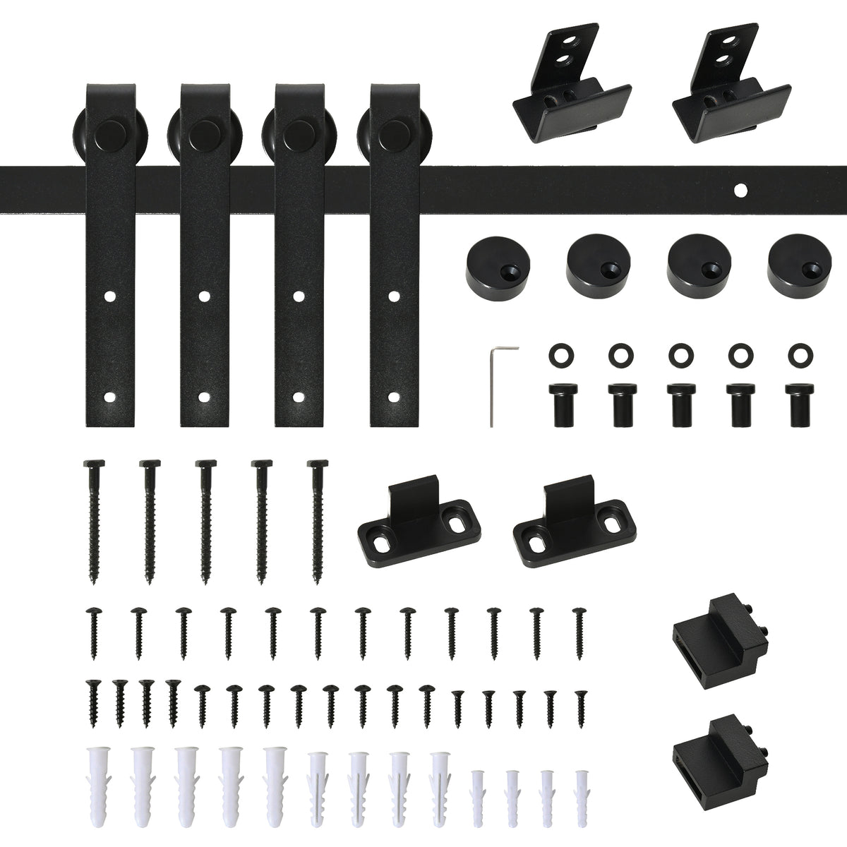 Ferragens para Portas de Correr 183 cm Kit para Porta de Correr Dupla em Madeira Largura 45 cm Aço Carbono Preto — foto 1