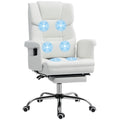 Cadeira de Massagem com 6 Pontos de Massagem Cadeira de Escritório com Apoio para os Pés Retrátil Altura Ajustável Controlo Remoto e Suporte Lombar Estofado em PU 69x65x107-115 cm Branco — foto 1