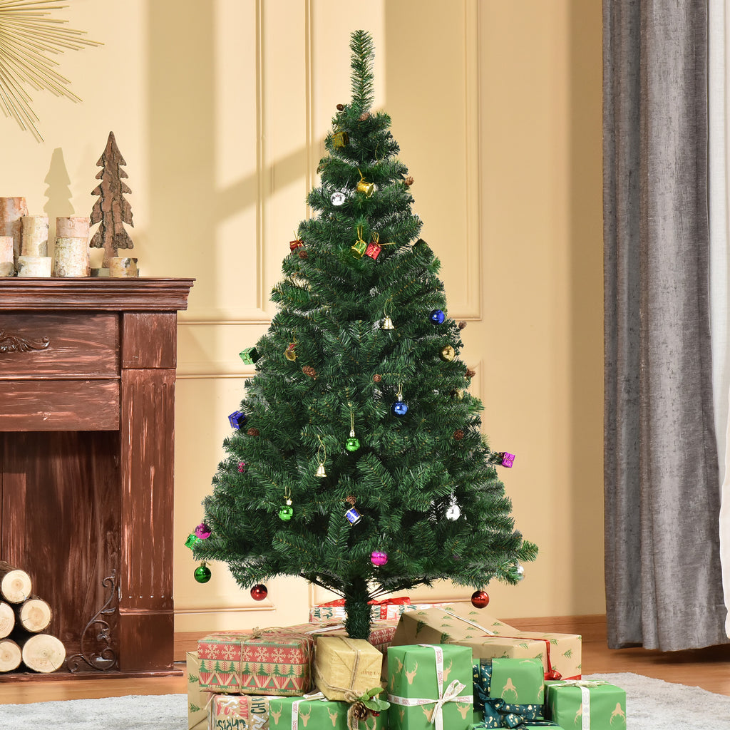 Árvore de Natal Artificial 150cm Ignífugo com 420 Ramos 48 Decorações Folhas de PVC e Suporte Metálico Decoração de Natal para Interior Verde — foto 2