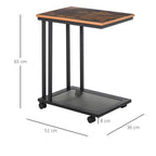 Mesa Auxiliar com RodasEstilo Retro de Aço e Madeira 51x36x65cm — foto 3