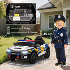 Carro Elétrico Infantil Modelo Policial 12V com Comando a Distância 2,4 Luzes Sirene Música USB e Suspensão 96x60x45 cm Multicor — foto 3