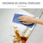 Mesa de Centro Mesa Auxiliar com Prateleira Bancada de Vidro Temperado para Sala de Estar 100x55x45cm Carvalho Branco — foto 4