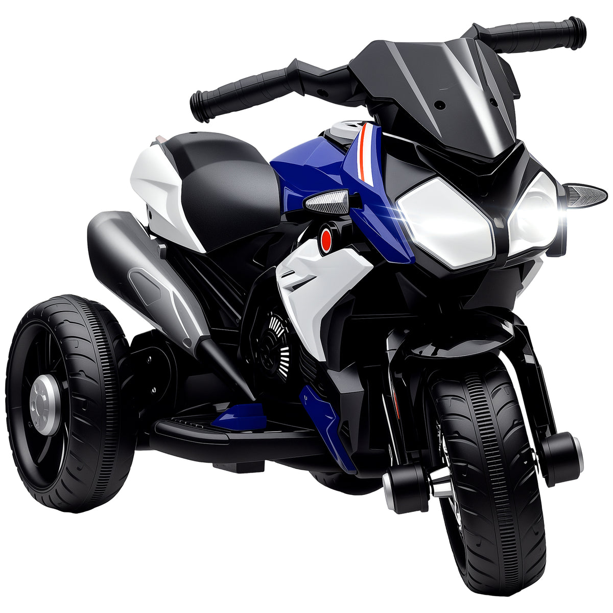 Motocicleta Elétrica Infantil com 3 Rodas Triciclo para Crianças acima de 3 anos com Bateria 6V Recarregável Funções de Música Buzina Faróis 86x42x52 cm Azul — foto 1