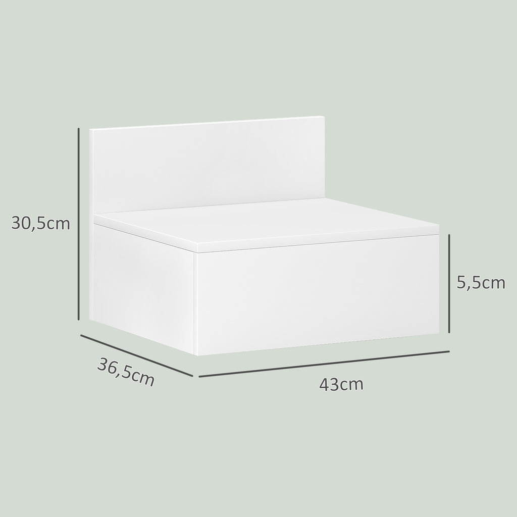 2 Mesas de Cabeceira Flutuante Conjunto de 2 Mesas de Cabeceira de Parede com Gaveta de Armazenamento para Dormitório 43x36,5x30,5 cm Branco — foto 3