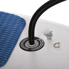 Prancha de surf inflável com remo ajustável Almofada antideslizante e acessórios completos Máx. 120 kg 305x80x15 cm Azul Branco — foto 8