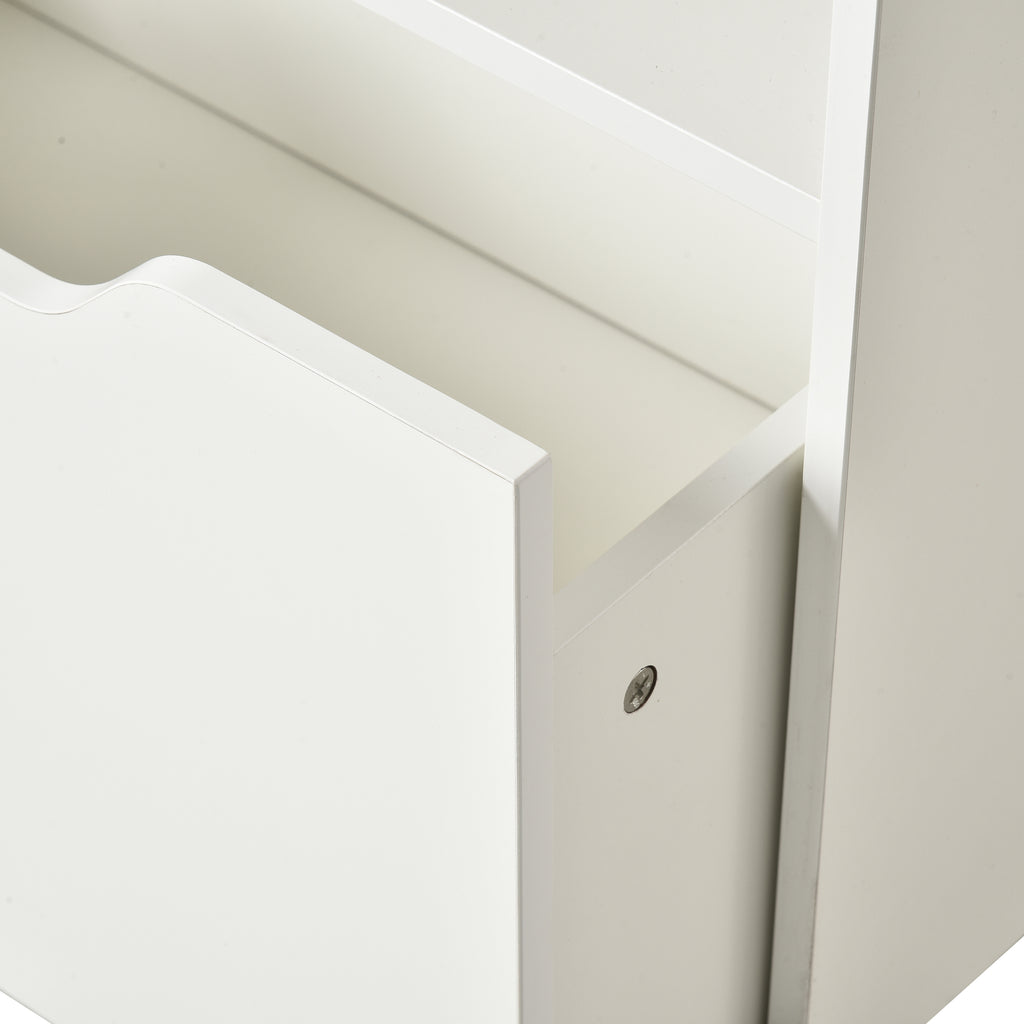 Estante de Madeira para Brinquedos com 3 Compartimentos 2 Cubos e Gaveta Móvel com 4 Rodas Estante para Livros Infantil para Dormitório Infantil Sala de Jogos 60x29,9x90cm Branco — foto 8