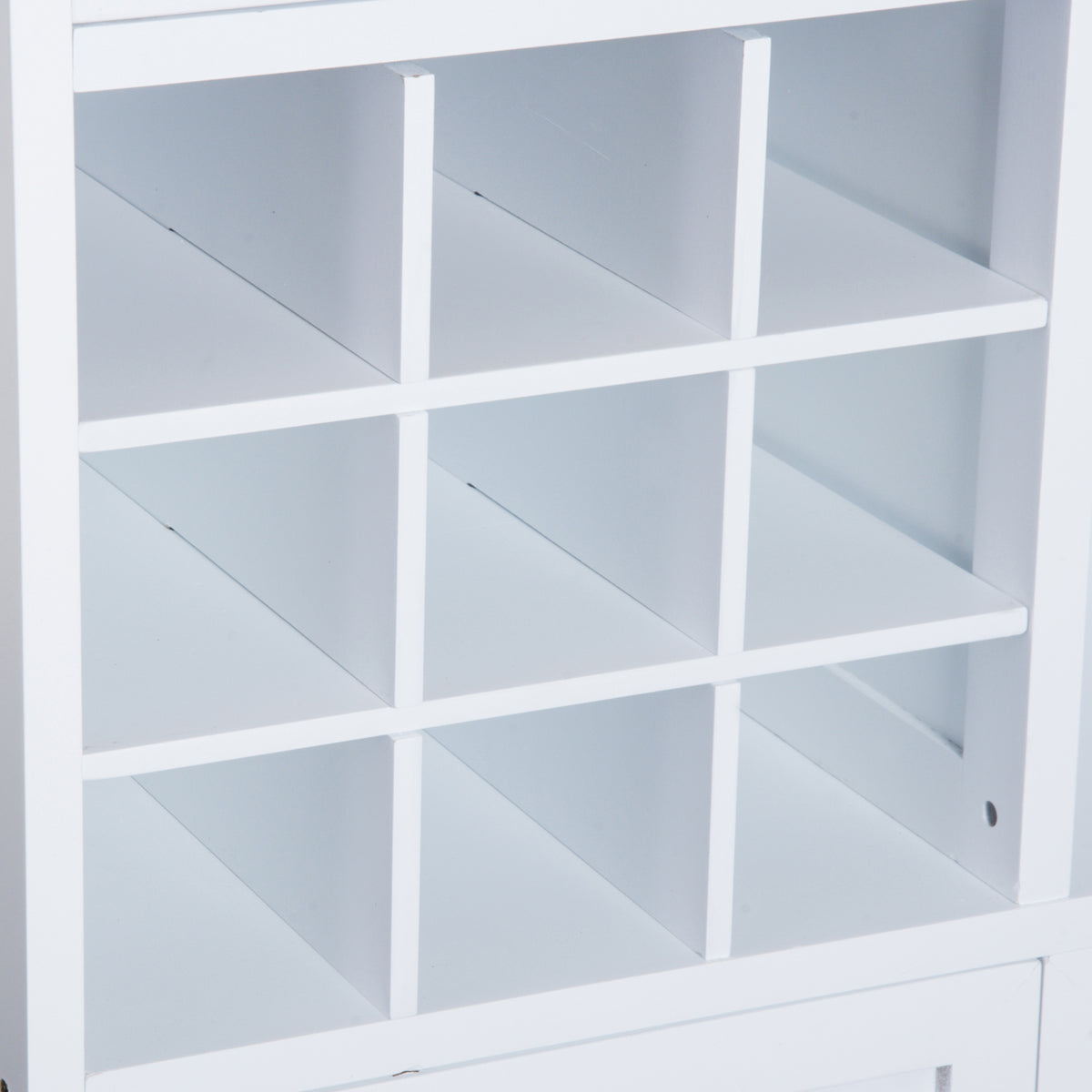 Carrinho de Cozinha Auxiliar com Rodas Carrinho de Cozinha com 2 Gavetas Suporte para 9 Garrafas Suporte para Taças Prateleira Aberta e Armário 76x40x88cm Branco — foto 8
