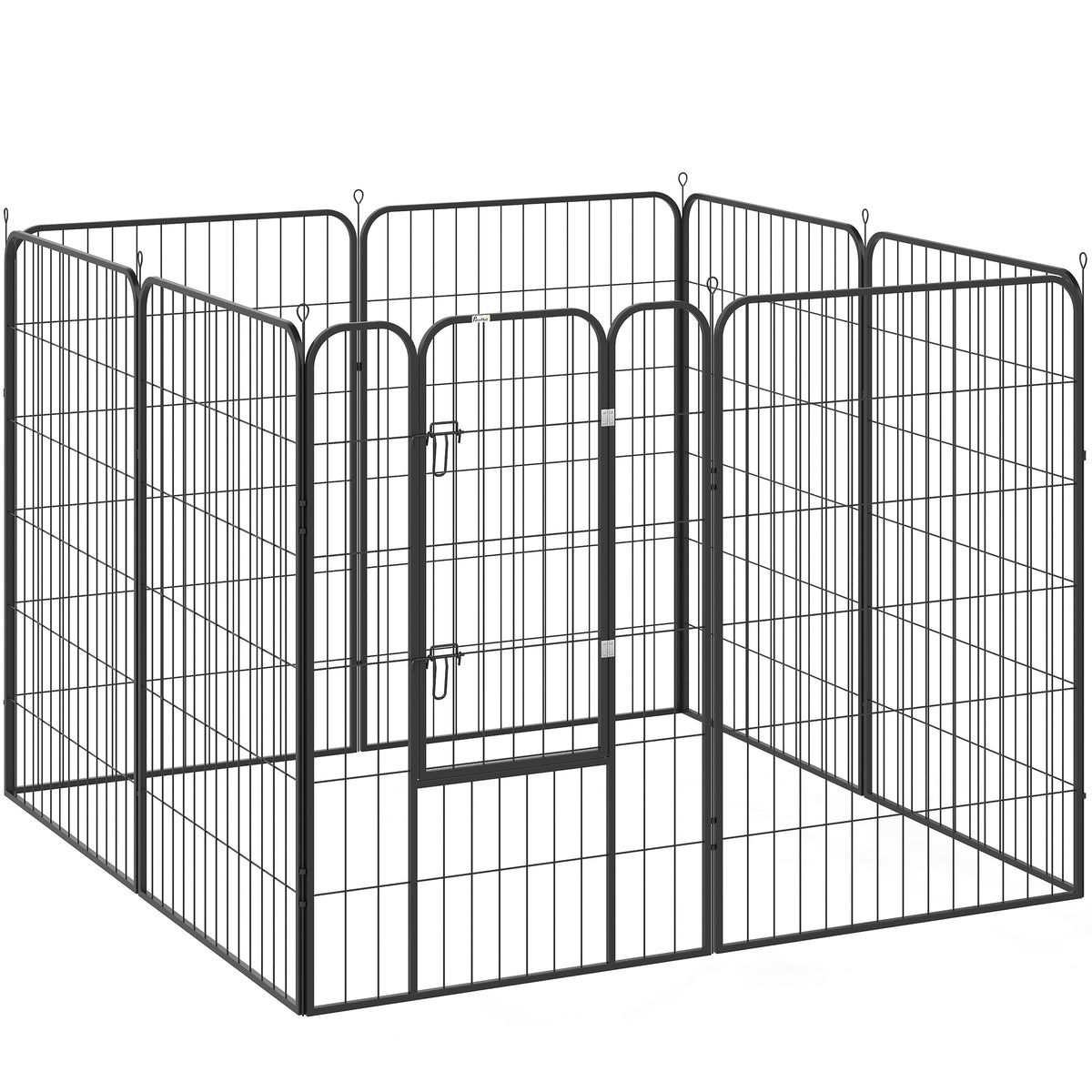 Parque para Animais de Estimação com 8 Painéis 80x120 cm Parque para Cães Dobrável com Porta e Dupla Trava Preto — foto 1