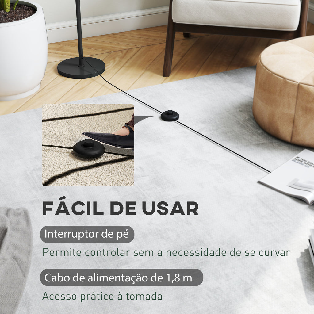 Candeeiro de Pé Moderno 155 cm Candeeiro de Pé para Sala com Ecrã em Forma de Taça Refletora de Luz Interruptor de Pé Suporte E27 sem Lâmpada para Quarto Escritório Sala de Estar Ø35x155 cm Preto — foto 6