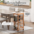 Carrinho de Cozinha com Rodas Carrinho Auxiliar com Gaveta 4 Cestas Amovíveis de Metal e Prateleiras Laterais 47x37x83 cm Madeira — foto 6