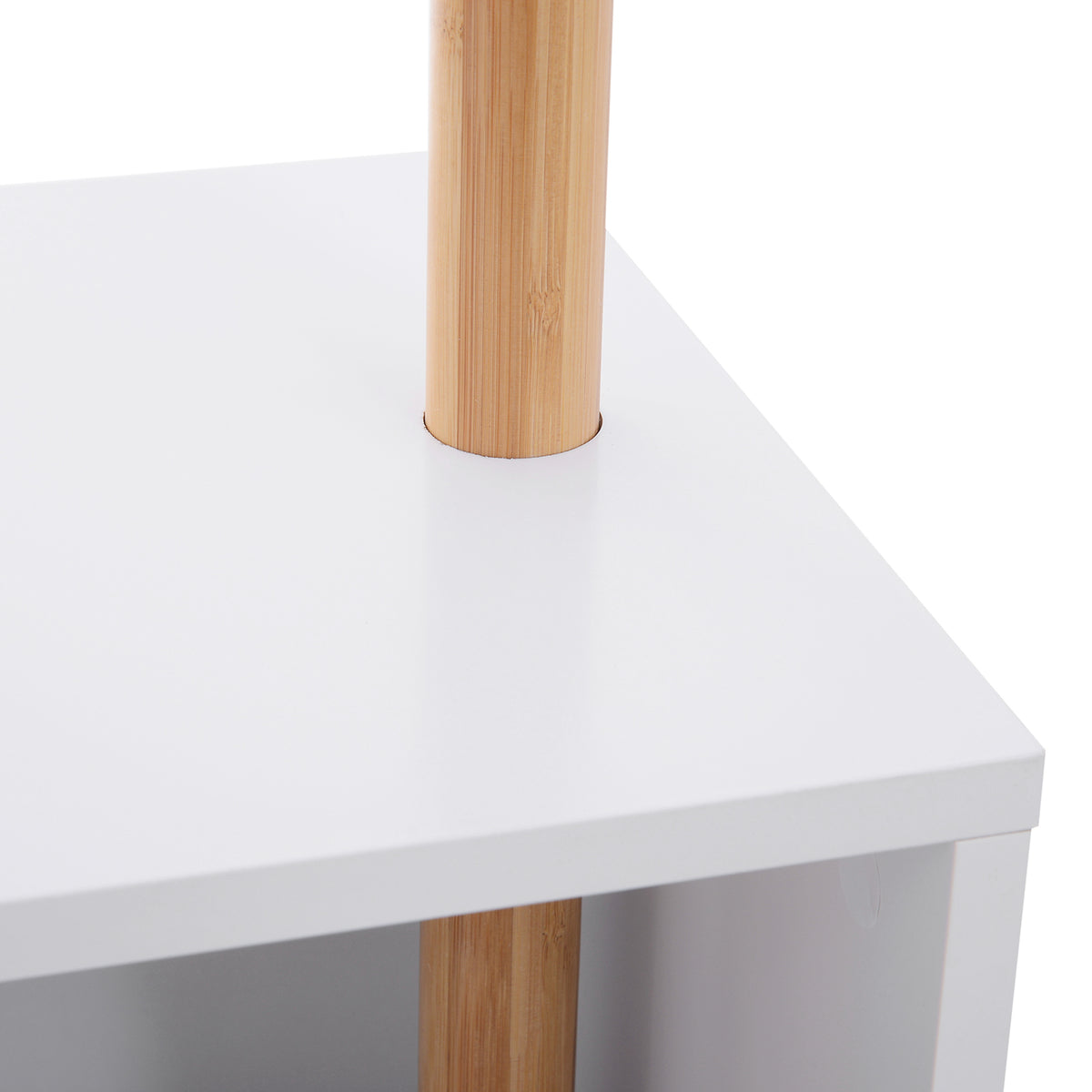 Cabide de Pé com Sapateira Cabide Tipo Árvore Moderno 6 Ganchos para Pendurar Roupa Malas Banco com Arrumação Corredor de Entrada Bambu 40x30x180cm — foto 8