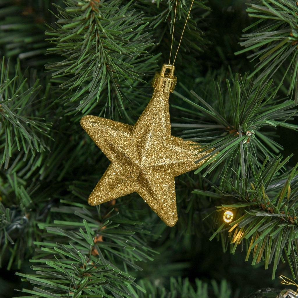 Árvore de Natal Artificial 180cm Árvore de Natal com 745 Ramos 200 Luzes LED com Cor Branco Quente Suporte e Decorações Incluídas Ø112x180cm Verde — foto 5