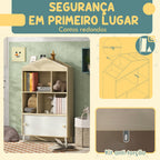 Estante Infantil de Madeira com 4 Compartimentos Estante de Livros para Crianças com Prateleiras Abertas e Armário para Domitório Sala de Jogos 80x30x140,5 cm Branco e Madeira — foto 6