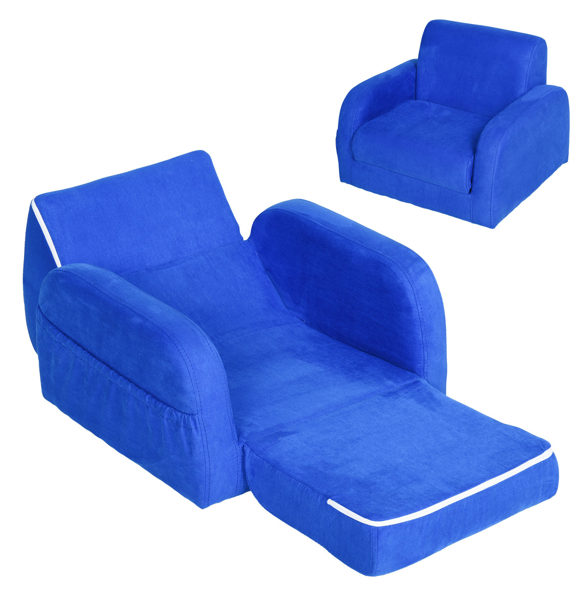 Poltrona Infantil Poltrona 2 em 1 para Crianças Dobrável em 2 Posições com Apoio de Braços e Assento Acolchoado 47x45x38cm Azul — foto 1