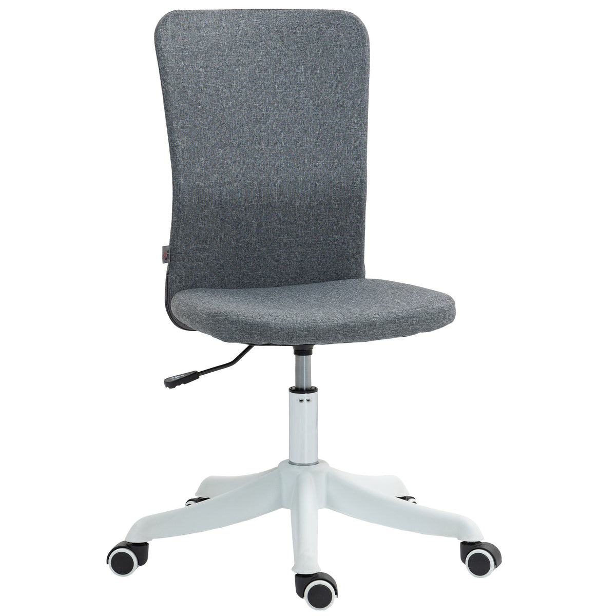 Cadeira de Escritório sem Apoio para os Braços Cadeira de Escritório Giratória Estofada em Linho Sintético com Altura Ajustável para Estudo Dormitório Tocador Carga 120 kg 53x43x85-93 cm Cinza — foto 1