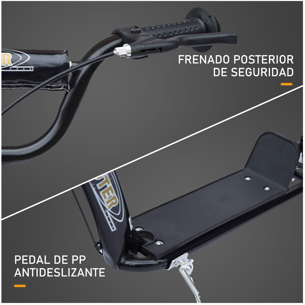 Trotinete com 2 Rodas de 12 Polegadas Trotinete para Crianças com Guiador Ajustável Freio e Cavalete Carga Máxima 100kg 120x52x80-88cm Preto — foto 5