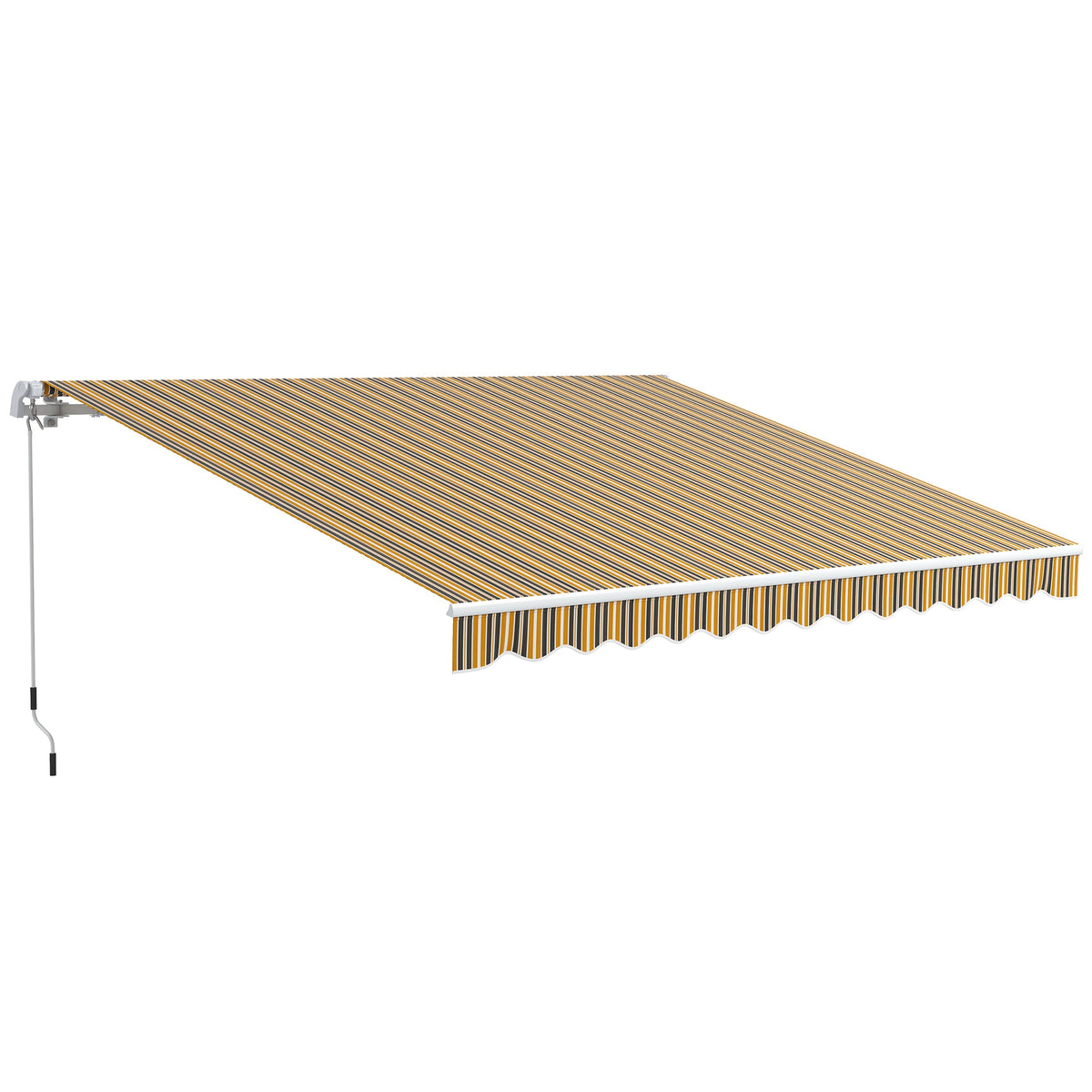 Toldo Manual Retrátil 350x250 cm Toldo para Varanda com Manivela de Metal Impermeável e Anti-UV Toldo Enrolável de Exterior para Jardim Terraço Janelas Cinza e Amarelo — foto 1