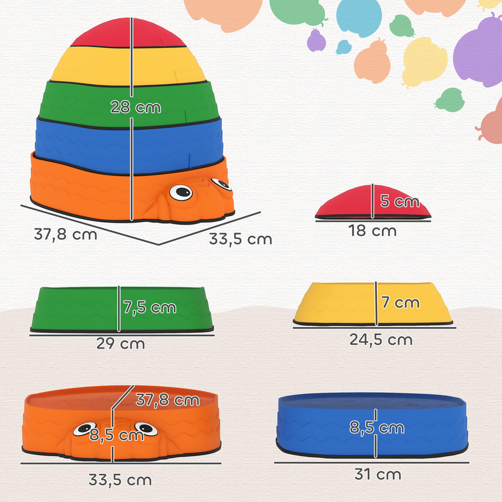 Conjunto de Pedras de Equilíbrio Empilháveis para Crianças de 5 Peças Jogo de Equilíbrio para Crianças acima dos 2 Anos Forma de Joaninha Antiderrapantes para Interior e Exterior Multicolor — foto 3