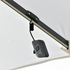 Chapéu de Sol Excêntrico Φ300x248cm com Proteção UV 50+ Giratório 360º com Manivela Luzes LED Painel Solar e Teto Reclinável Branco — foto 8