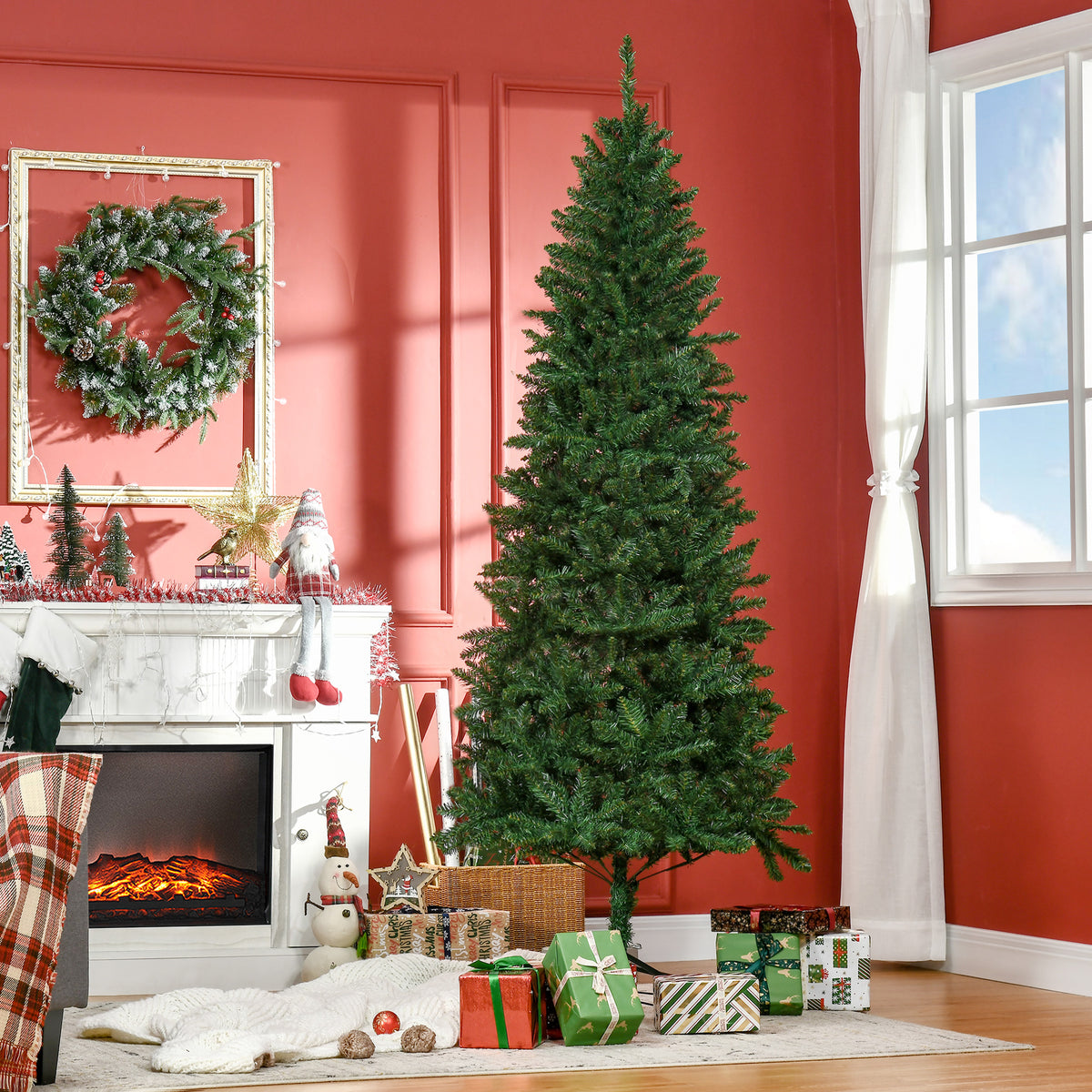 Árvore de Natal Artificial 210cm com 865 Ramos Ecológicos Decoração de Natal para Interiores Φ91x210cm Verde — foto 2