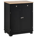 Móvel de Armazenamento Buffet Sala com Armários 2 Gavetas e Prateleiras Ajustáveis 68x40,3x85 cm Preto e Madeira Natural — foto 1