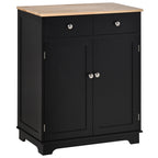 Móvel de Armazenamento Buffet Sala com Armários 2 Gavetas e Prateleiras Ajustáveis 68x40,3x85 cm Preto e Madeira Natural — foto 1