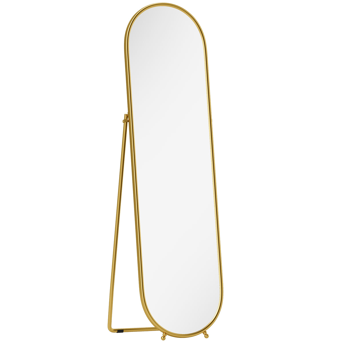Espelho de Corpo Inteiro Formato Oval Autoportante Armação Metálica 50x180 cm Dourado — foto 1