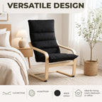 Poltrona de Sala Moderna com Encosto Alto Apoios de Braços e Estrutura de Madeira Estofada em Veludo para Quarto Sala de Estar Preto — Características | Features