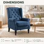 Poltrona de Sala de Estar Poltrona Moderna para Dormitório com Pés de Madeira Poltrona Individual Carga 160 kg para Escritório 74x86x102 cm Azul — Características | Features