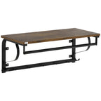 Móvel Cabide de Entrada com 5 Ganchos 1 Barra de Aço Cabide de Parede de Entrada Estilo Industrial 66x30x27cm Preto e Marrom — foto 1