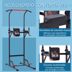 Torre de Exercícios Estação Multifuncional Altura Ajustável com 7 Orifícios para Treinamento Fitness para Casa Academia Escritório Carga Máxima 120kg 123x98x189-239cm Preto e Vermelho — foto 5
