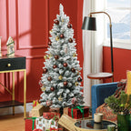 Árvore de Natal 150 cm Árvore de Natal Artificial Coberta de Neve com 317 Ramo e Suporte de Metal Árvore Natalícia para Sala Interior Verde — foto 8