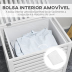 Cesto de Roupa de Bambu Cesto Roupa Suja Capacidade 55L com Bolsa Amovível Forma Retangular 50x36x60 cm Branco — foto 5