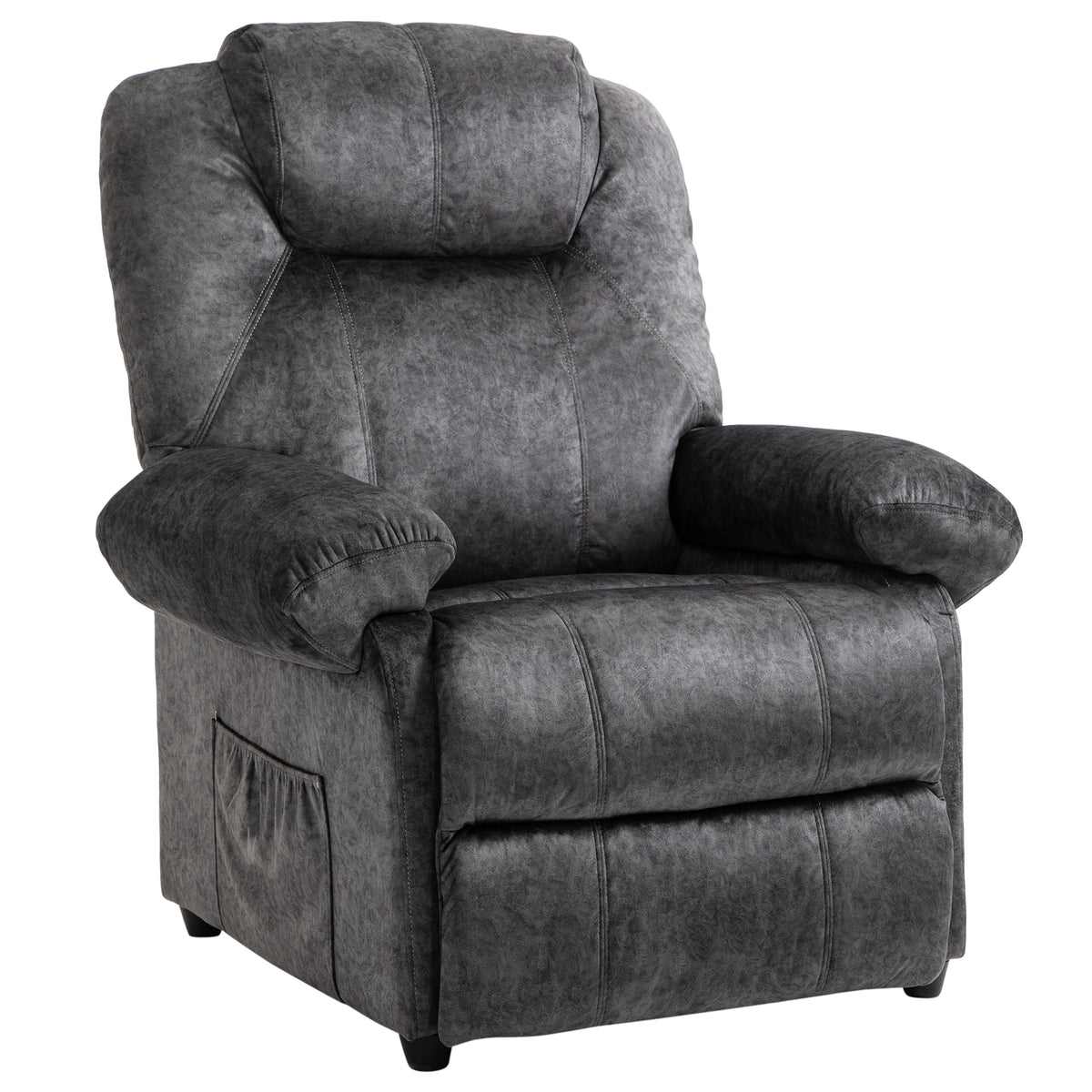 Poltrona Relax Reclinável Poltrona para Sala de Estar com Apoio para os Pés Retrátil Encosto Alto Bolso Lateral Acolchoado Grosso 88x91x108 cm Preto — foto 1