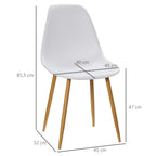 Conjunto de 4 Cadeiras de Sala de Estar Cadeiras de Cozinha com Encosto Alto e Pés de Metal para Sala de Jantar 45x52x85,5 cm Branco e Madeira — foto 3