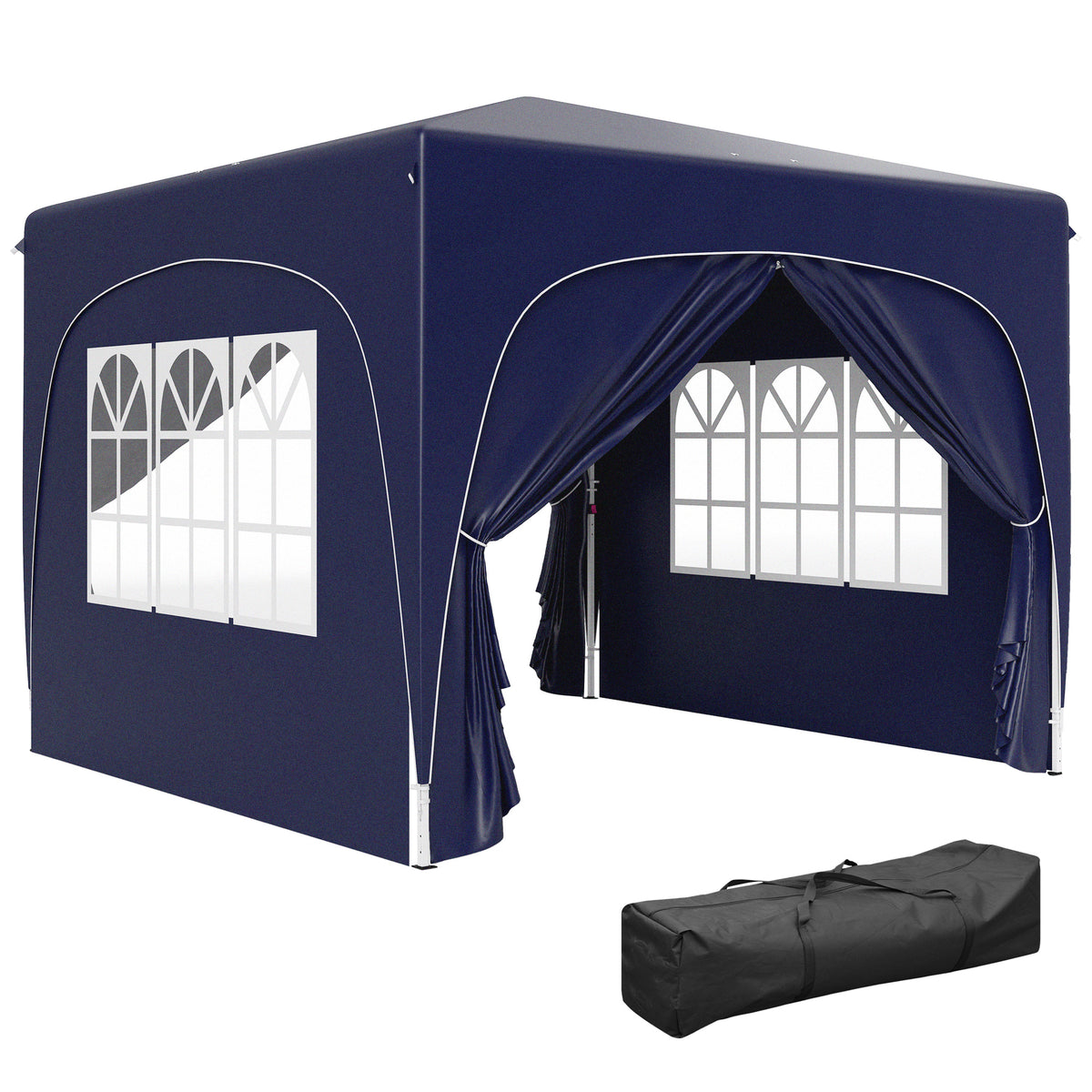 Tenda Dobrável Tenda 3x3 m com Painéis Laterais UPF50+ Tenda de Jardim com Altura Ajustável e Bolsa de Transporte para Campismo Festas Pátio Azul Escuro — foto 1
