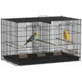 Gaiola para Pássaros com Divisória Gaiola para Aves com 4 Comedouros 4 Poleiros e Bandeja Amovível Gaiola para Canários Periquitos 76x46x46 cm Preto — foto 1
