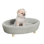Sofá Cama para Animais de Estimação Pequenos e Medios com Almofada Acolchoada Amovível Pernas de Madeira Bordas Elevadas 81x61x24 cm Cinza — foto 1
