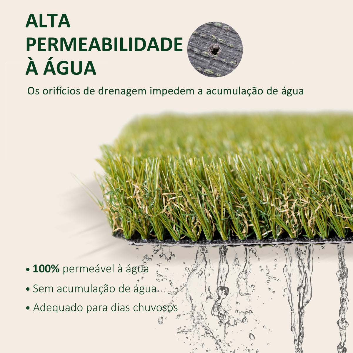 Relva Artificial 30 mm Rolo de Relva Artificial de 1x4 m Realista com Orifícios de Drenagem para Varanda Jardim Pátio Verde — foto 5