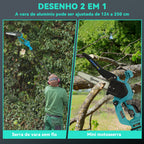 Mini Motosserra a Bateria 8 Polegadas 6000mAh Motosserra Elétrica com Motor sem Escovas de 580W 2 Baterias Mastro Telescópico e Bloqueio Duplo para Podar Árvores de Jardinagem e Madeira — foto 4