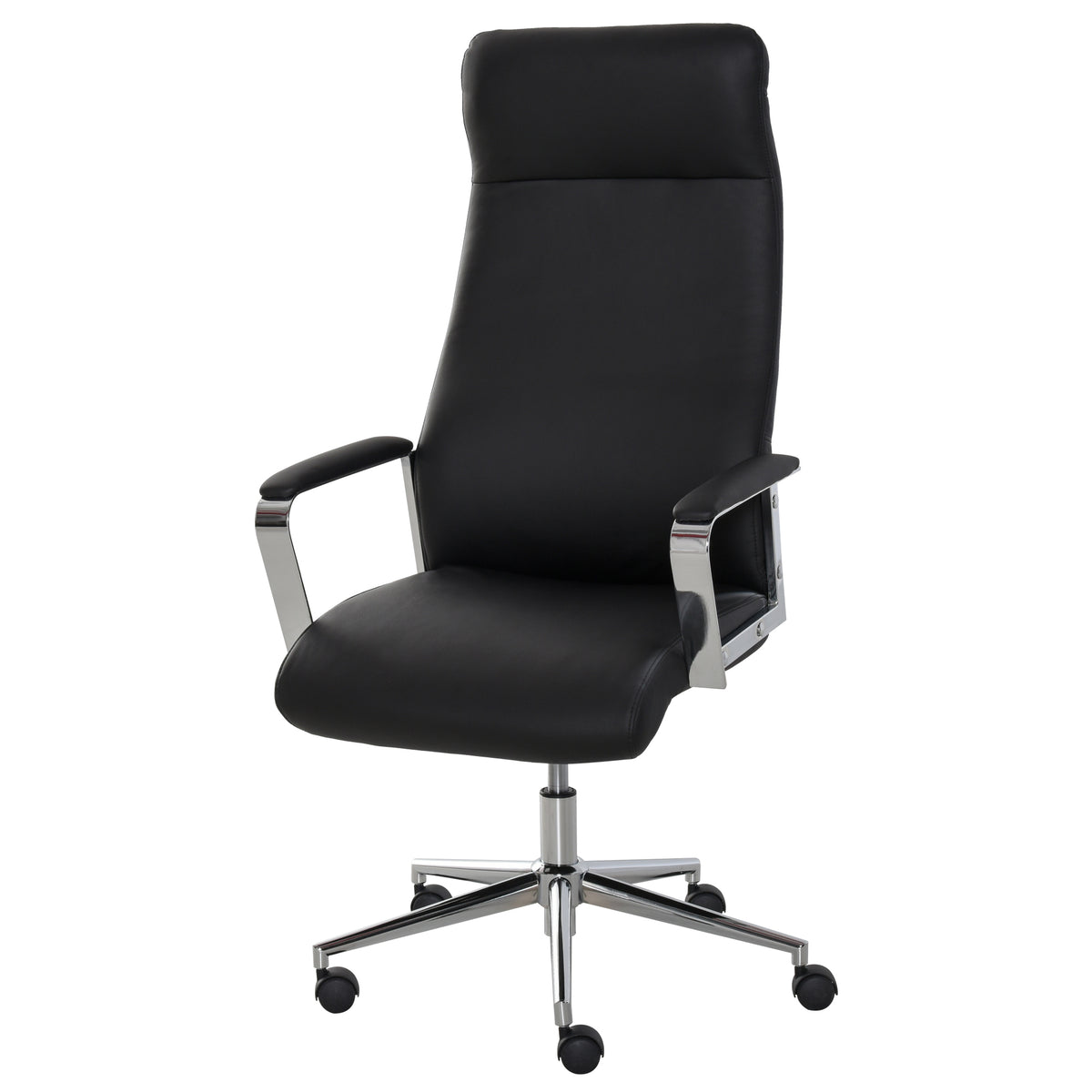Cadeira de escritório ergonômica giratória ajustável em altura com apoios de braço e rodas de encosto alto para casa escritório 63x64x118.5-128 cm Preto — foto 1