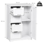 Armário Casa de Banho de Madeira Móvel Auxiliar Organizador Moderno de Madeira com 1 Armário e Gavetas 56x30x83 cm Branco — foto 3