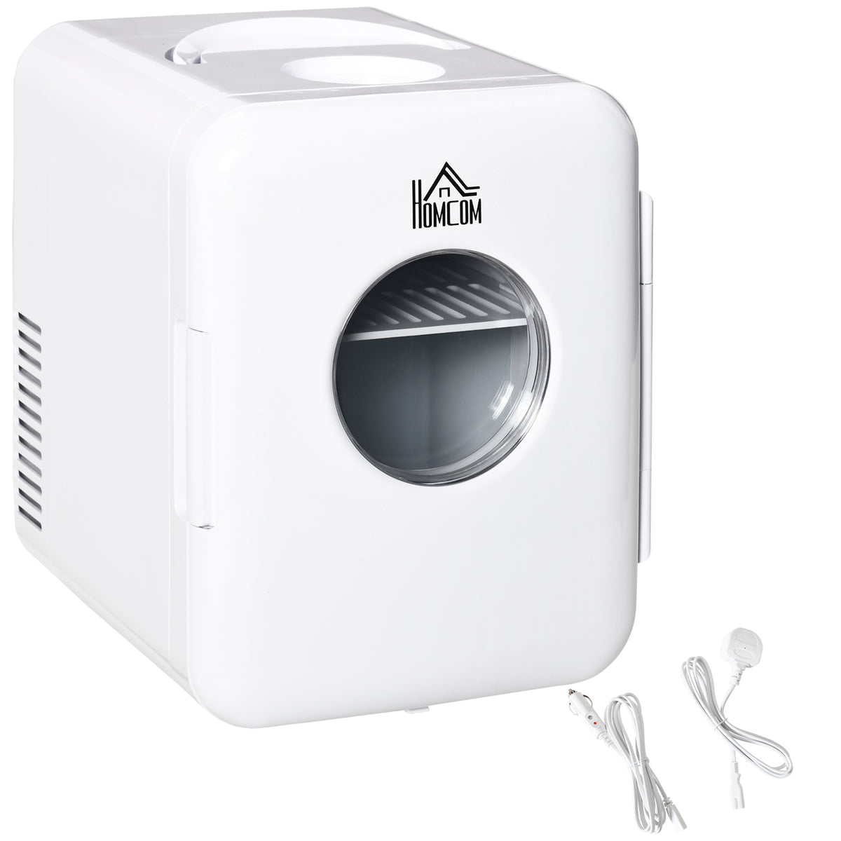 Mini Geleira 4L Geleira Elétrica Pequeno 12V com Aquecimento e Arrefecimento 1 Porta Reversível 2 Prateleiras e 2 Luzes LED Silencioso 35dB para Campismo 25,5x20,5x26,3cm Branco — foto 1