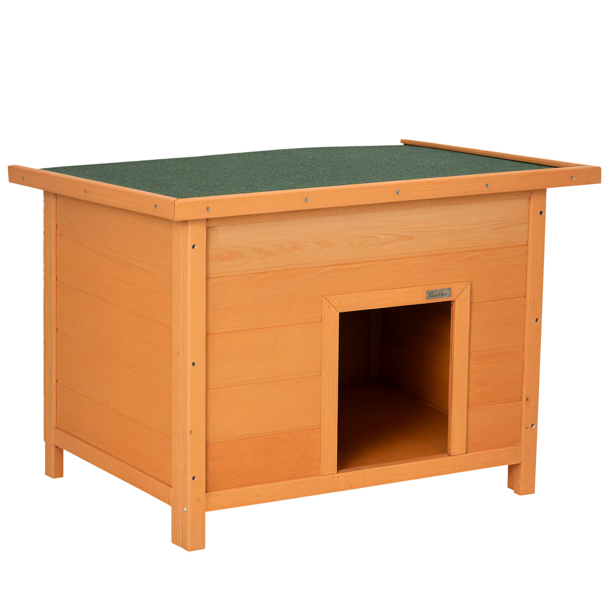 Casa para Cães de Madeira Casa para Animais de Estimação Elevada com Teto Asfáltico Abatível Impermeável e 4 Almofadas Antiderrapantes 85x58x58cm Madeira — foto 1