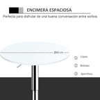 Mesa de bar ajustável em altura com base redonda e antideslizante para cozinha sala de jantar Ø60x69-93 cm Branco — foto 7