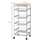 Carrinho de Cozinha Multifuncional com Rodas 5 Níveis Carrinho de Serviço da Cozinha Carrinho Auxiliar para Fruteira e Verdureiro 36,5x36,5x89cm Carga 20kg — foto 3
