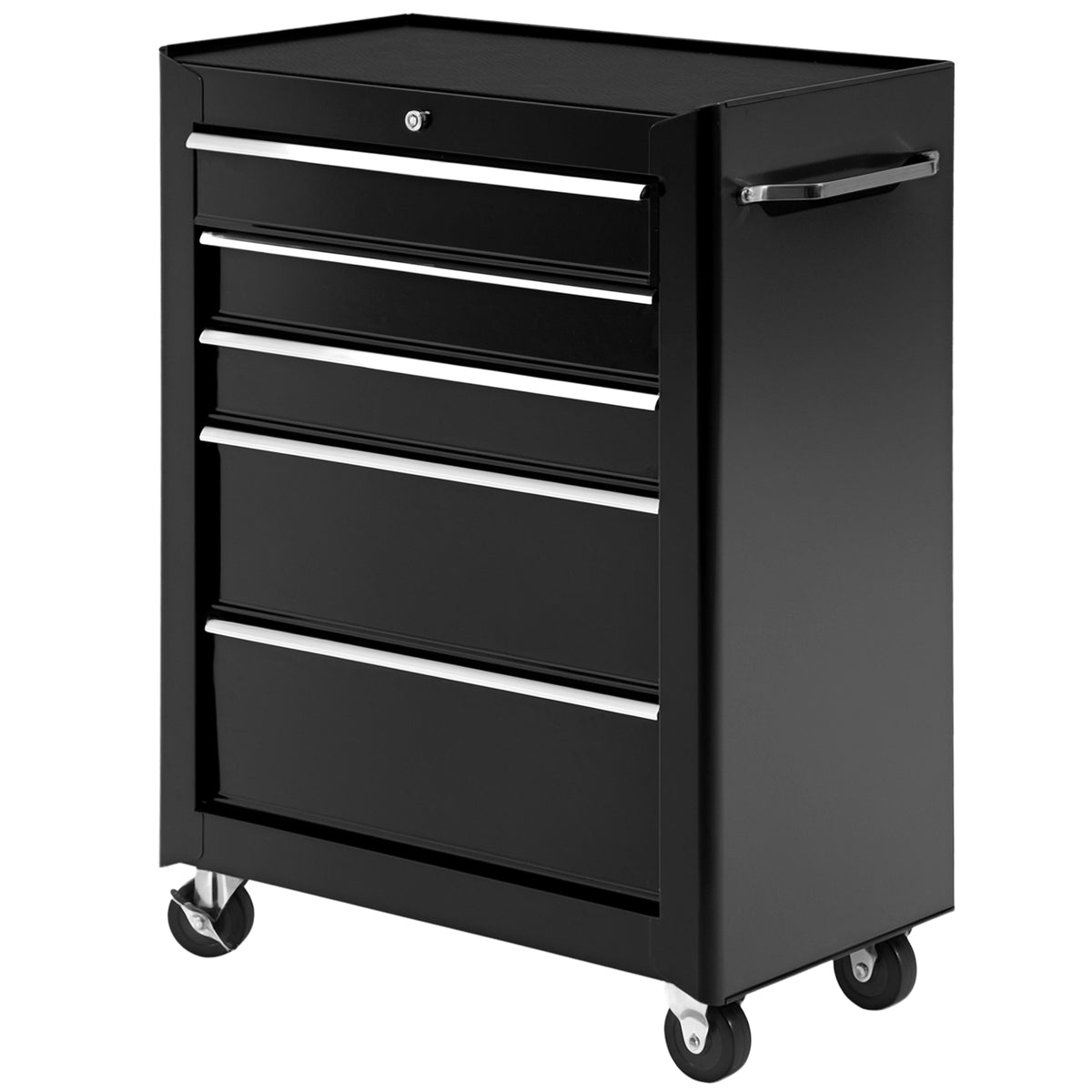 Carrinho de Ferramentas para Oficina com Rodas e 5 Gavetas Carrinho de Ferramentas com Fechadura e Alça Lateral 61,5x33x85 cm Preto — foto 1