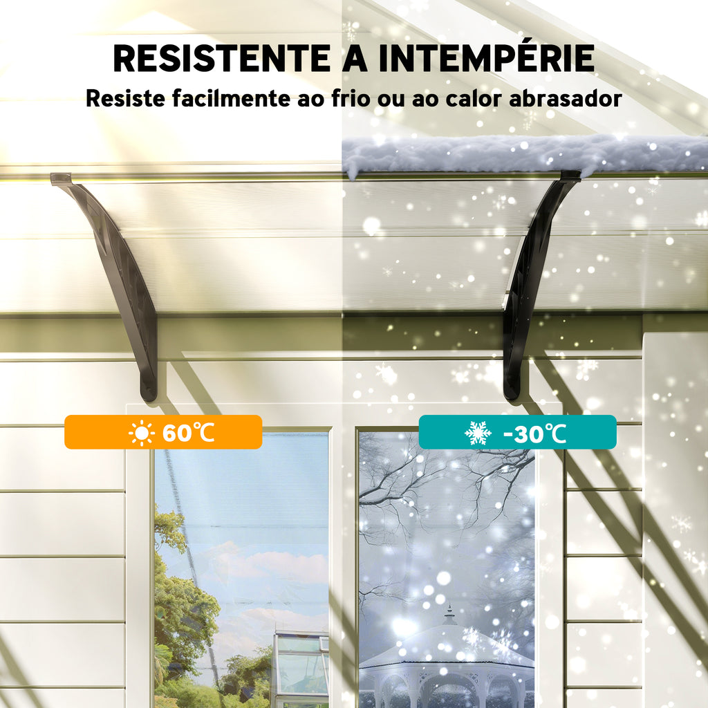 Marquise para Portas e Janelas 295x90 cm Marquise com Proteção para Sol e Chuva com Painéis de Policarbonato e Liga de Alumínio Transparente — foto 6